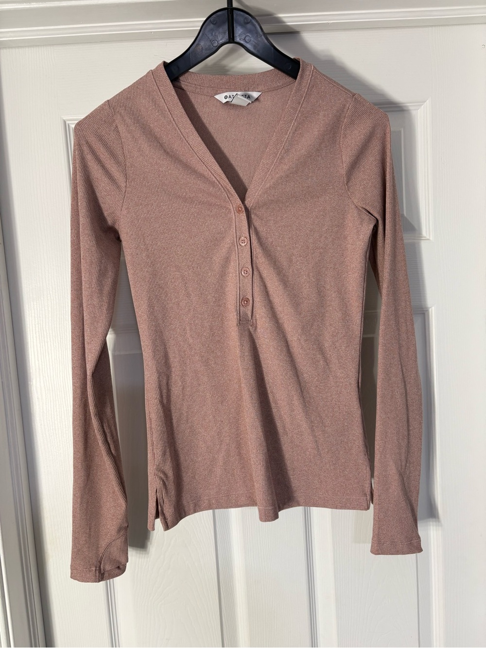 Athleta Dusty Rose Long-Sleeve V-Neck Henley